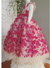 Fuchsia Floral Cross Back Flower Girl Dress